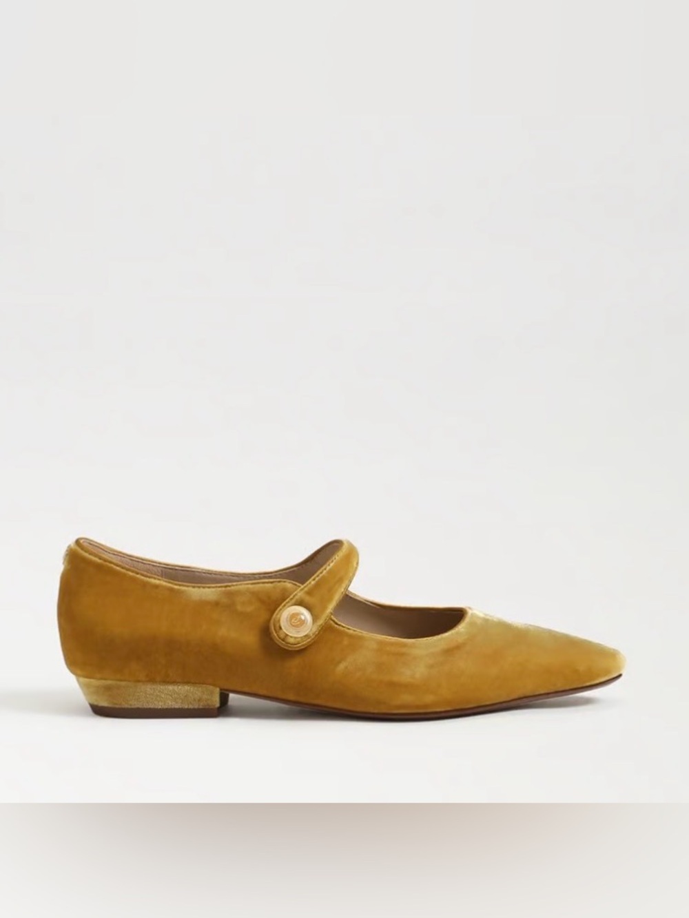 Sam Edelman Jene Mary Jane Pointed Toe Flat in Saffron Velvet (retired) - Picture 3 of 11